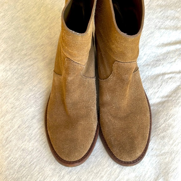 Tory Burch Sienna River Rock Embossed Logo Suede Leather  ankle Boots - Picture 2 of 6